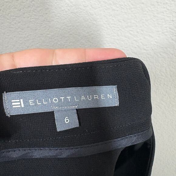 Elliott Lauren 6 Lori K Knee Length Skirt Draped Black Flared Handkerchief Hem - Picture 7 of 8